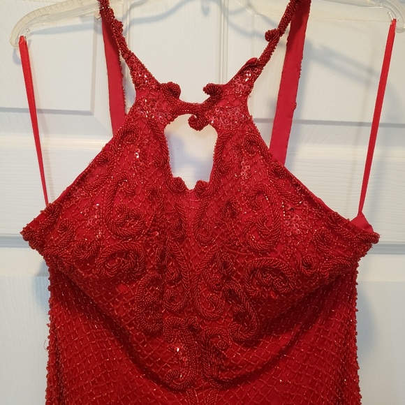 Scala beaded and sequined red evening gown - Picture 2 of 8
